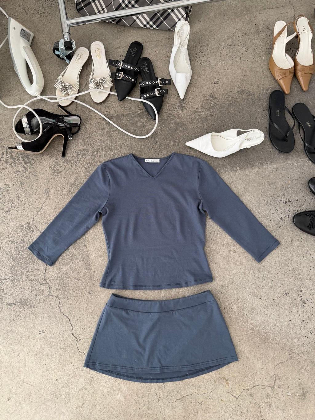Gwen Mini Skirt | Steel Blue - Girl Clumsy